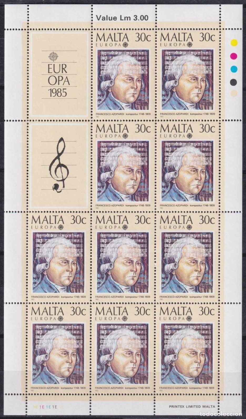 Stamps: F-EX62247 MALTA MNH 1985 EUROPA CEPT MUSIC COMPLETE SHEET.