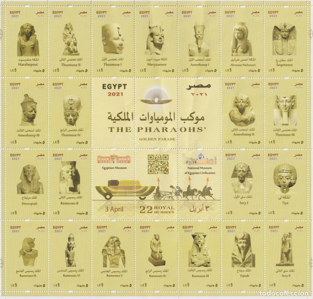 Sellos: F-EX65024 EGYPT MNH 2021 PHARAOHS OF EGYPT GOLDEN PARADE SHEET FOLDED.