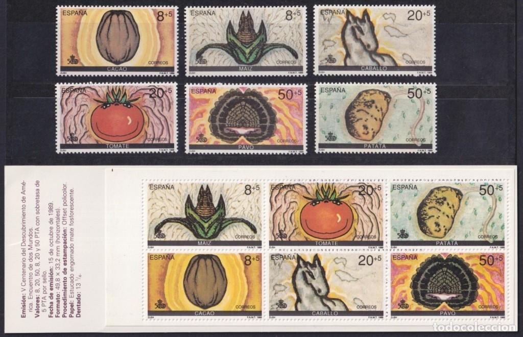 Sellos: F-EX64630 SPAIN ESPA&Ntilde;A MNH 1989 DISCOVERY OF AMERICA FOOT PATATOS CACAO HORSE.