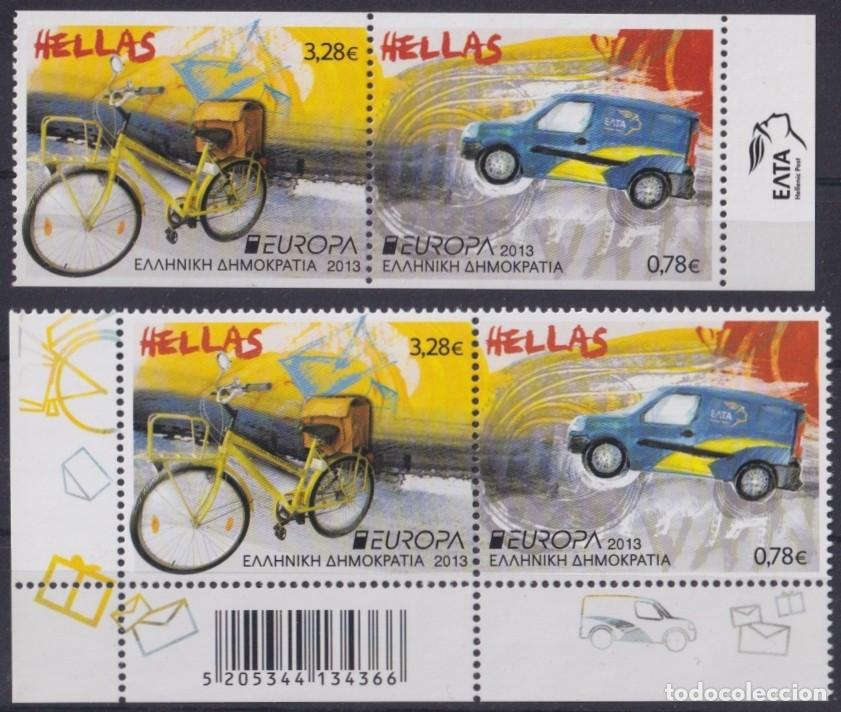 Stamps: F-EX65710 GREECE MNH 2013 EUROPA CEPT POSTAL VEHICLES CAR. PERF + IMPERF BORDER.