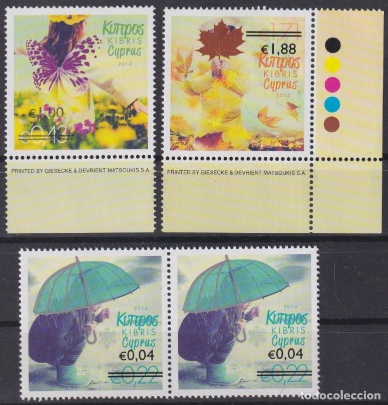 Francobolli: F-EX63224 CYPRUS MNH 2014 NEW VALUES OVERPRINT ART FLOWER.