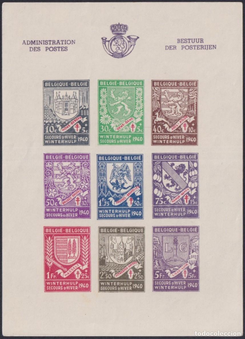 Francobolli: F-EX63241 BELGIUM MNH 1940 WINTER HELP CHARITY SHEET LOCAL COAT OF ARMS.
