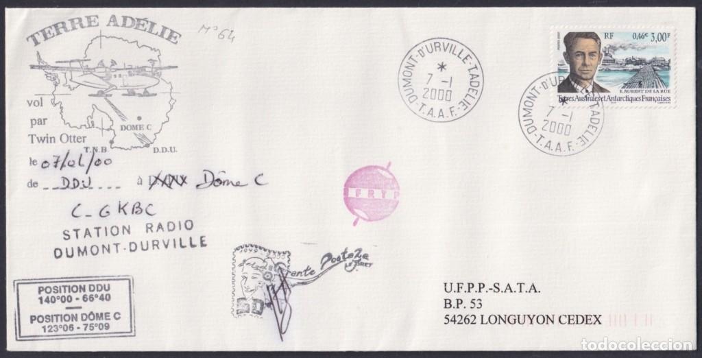Francobolli: F-EX64206 TAAF FRANCE 2000 DUMONT D&acute;URVILLE ANTARCTIC STATION FLIGHT COVER.