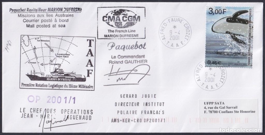 Francobolli: F-EX64205 TAAF FRANCE 2001 MARION DUFRESNE PAQUEBOT ANTARCTIC STATION COVER.