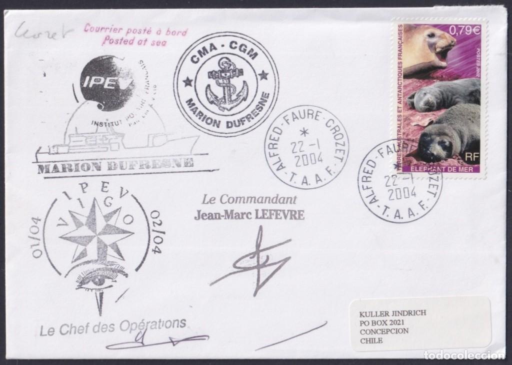 Francobolli: F-EX64214 TAAF FRANCE 2004 MARION DUFRESNE PAQUEBOT ANTARCTIC STATION COVER.
