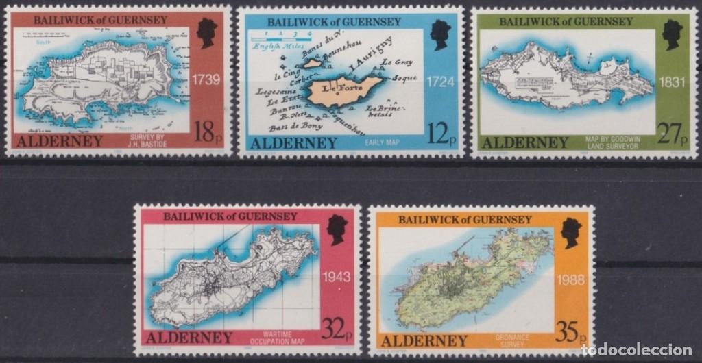 Francobolli: F-EX64221 ENGLAND UK ALDERNEY IS MNH 1989 ISLAND MAP.