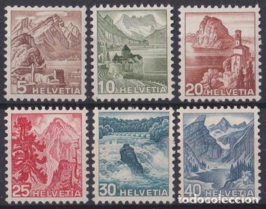 Francobolli: F-EX64020 SWITZERLAND 1948 MH DEFINITIVE SET ENGRAVING MOUNTAIN LANDSCAPE.
