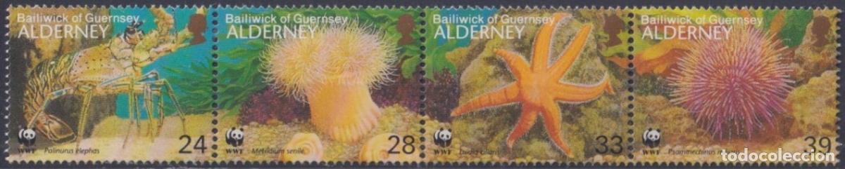 Selos: F-EX63947 ENGLAND ALDERNEY IS MNH 1993 WWF SEA MARINE WILDLIFE FISH PECES LOBSTER.