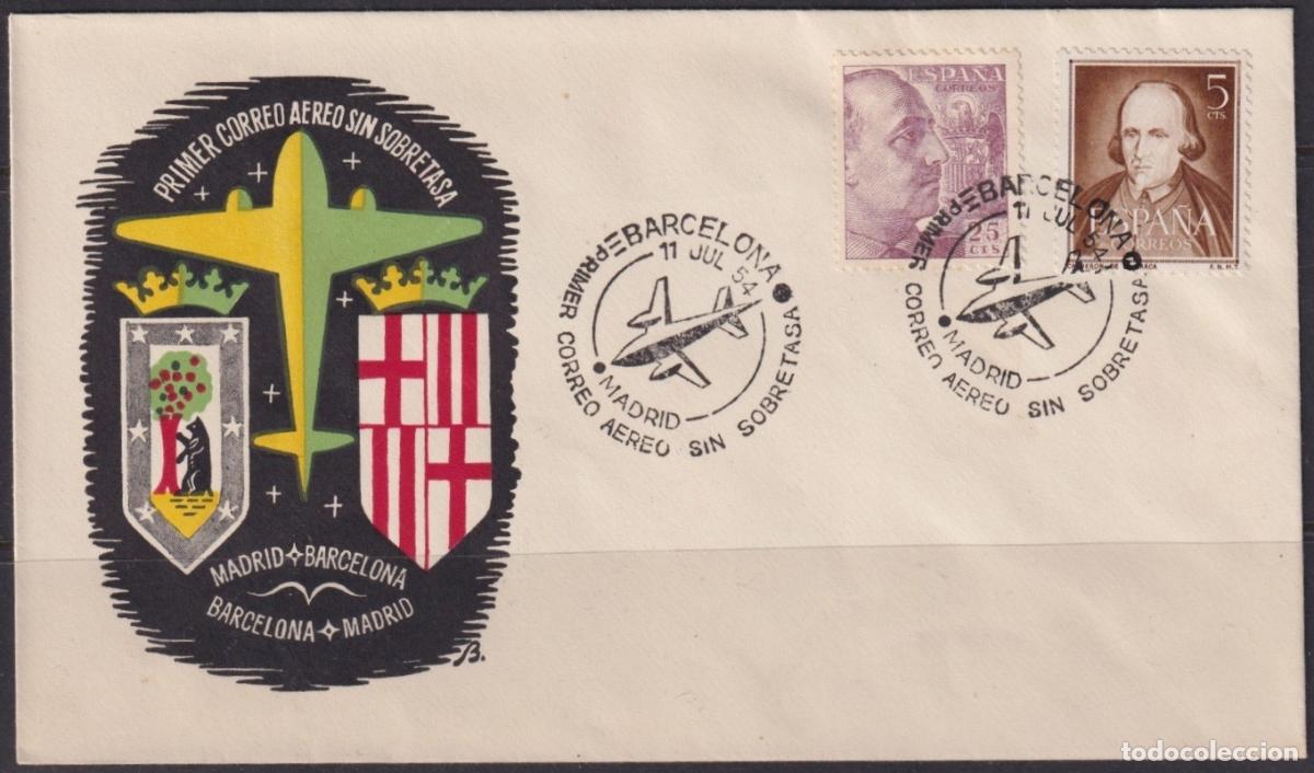 Stamps: F-EX64422 SPAIN 1954 FIRTS AIR MAIL SIN SOBRETASA.