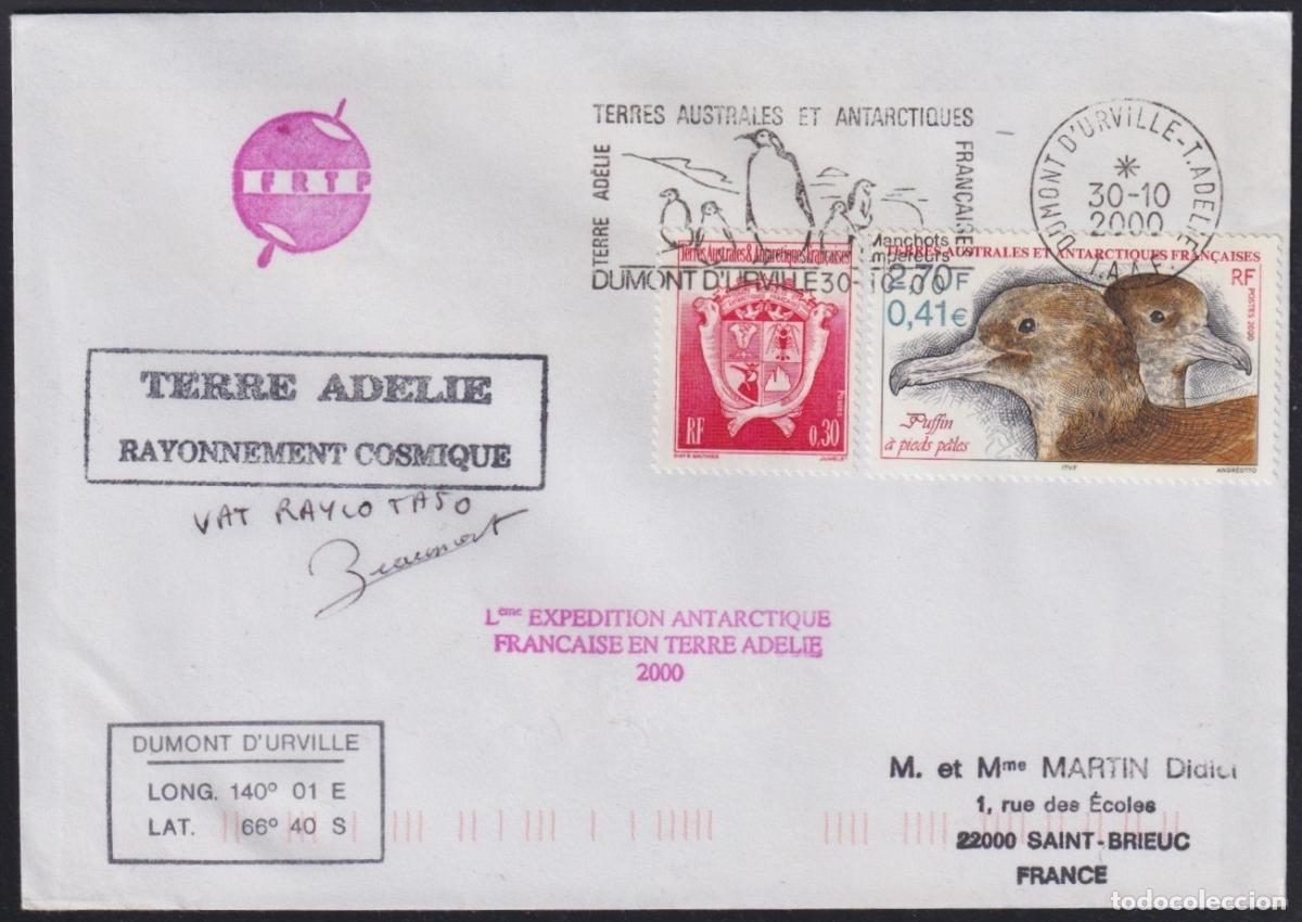 Stamps: F-EX64612 TAAF FRANCE POLAR ANTARCTIC 2000 DUMONT D&acute;URVILLE STATION 50 EXPEDITION ADELAIDE LAND.