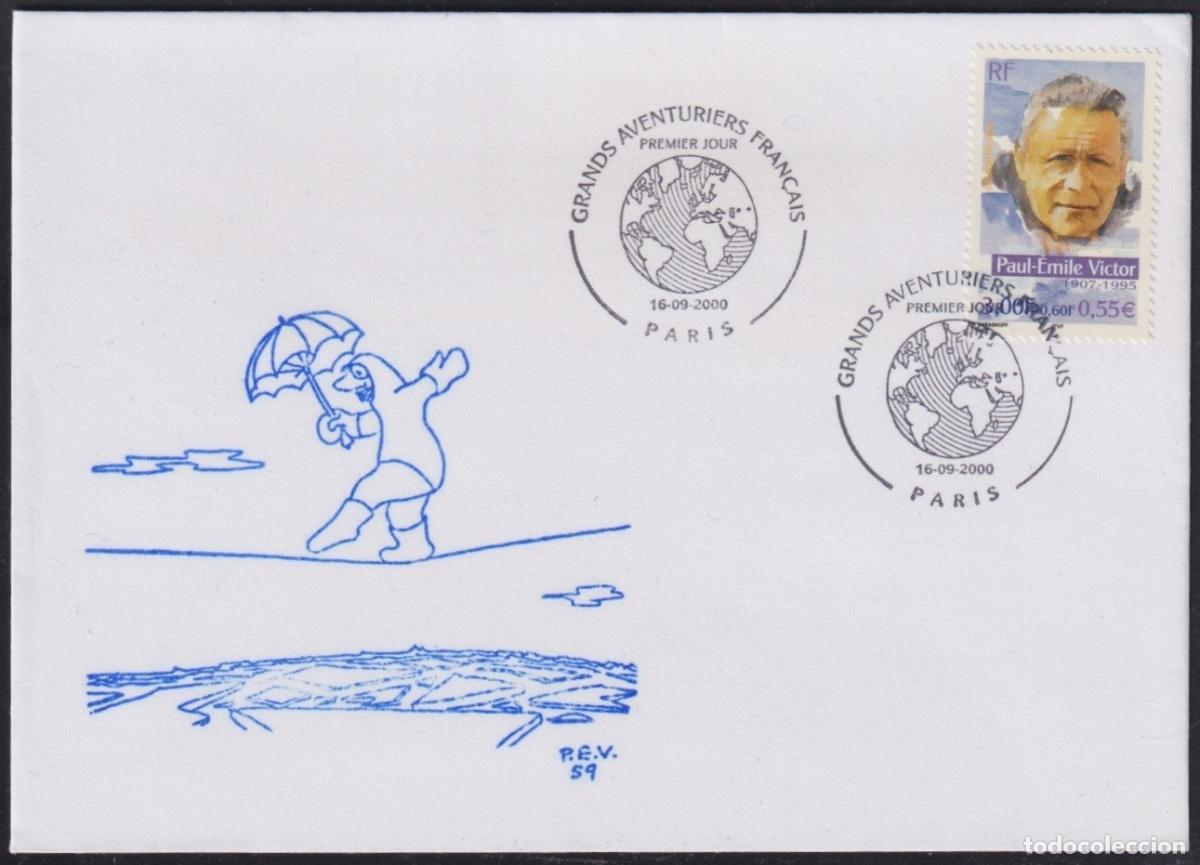 Stamps: F-EX64602 FRANCE 2000 FDC POLAR ANTARCTIC ADVENTURER.