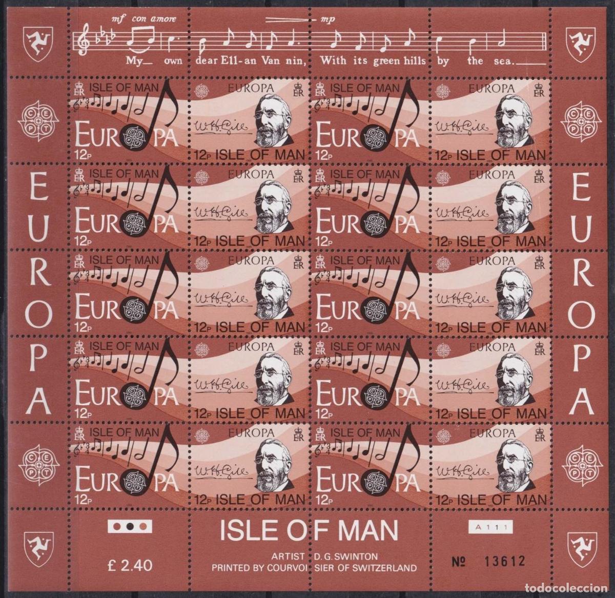 Stamps: F-EX62244 MAN IS ENGLAND UK MNH 1985 EUROPA CEPT MUSIC COMPLETE SHEET.