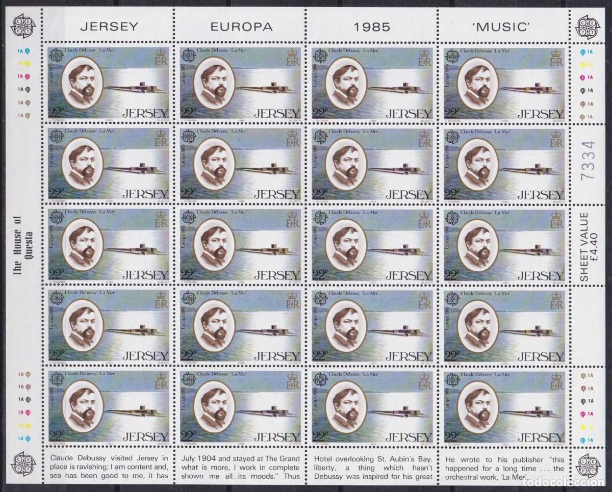 Stamps: F-EX62249 JERSEY IS ENGLAND UK MNH 1985 EUROPA CEPT MUSIC COMPLETE SHEET.