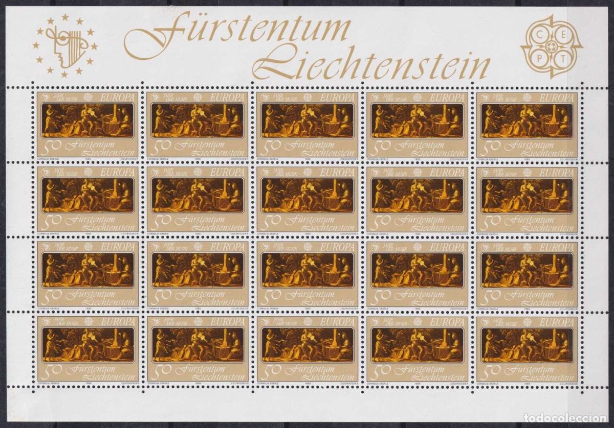 Stamps: F-EX62245 LIECHTENSTEIN MNH 1985 EUROPA CEPT MUSIC COMPLETE SHEET.