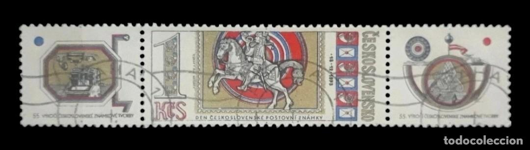 Timbres: CHECOSLOVAQUIA 1973 D&iacute;a del sello. TR&Iacute;PTICO USADO.
