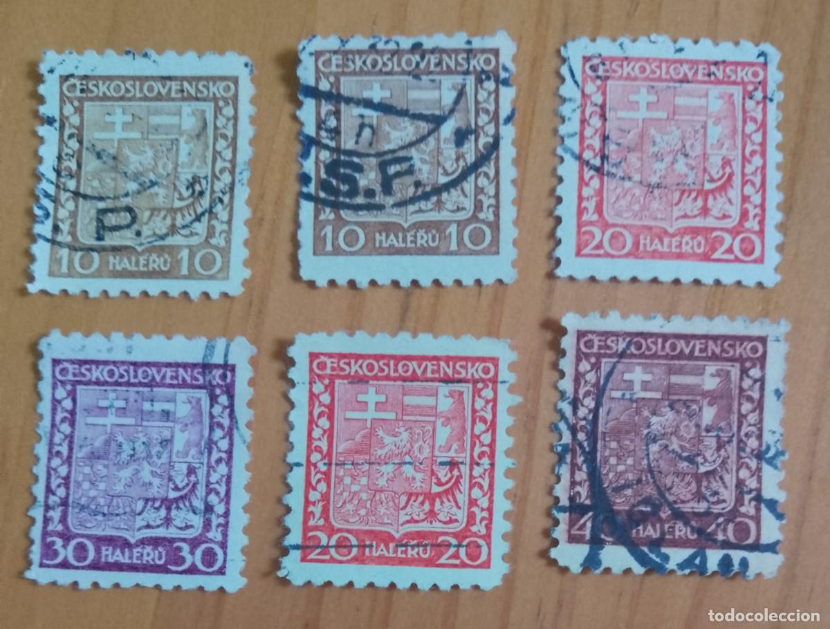 Sellos: CHECOSLOVAQUIA - LOTE CON 6 SELLOS DE ESCUDO DE ARMAS - VER DESCRIPCI&Oacute;N