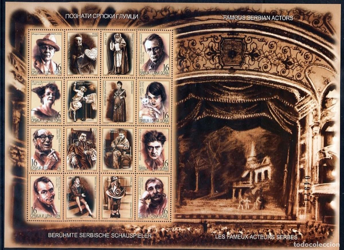 Sellos: SERBIA Y MONTENEGRO 2003 SHEET MNH ACTORES Y ACTRICES DE CINE ACTORS ACTRESSES CINEMA