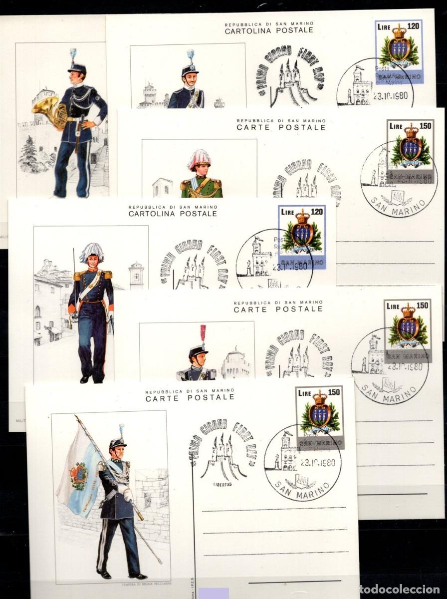 Sellos: SAN MARINO 1980 6 ENTEROS POSTALES UNIFORMES MILITARES MILITARY UNIFORMS MILITARISCHE UNIFORMEN