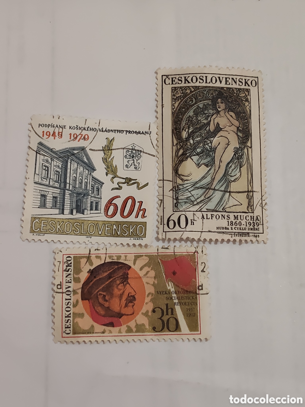 Sellos: 3 sellos antiguos de Checoslovaquia