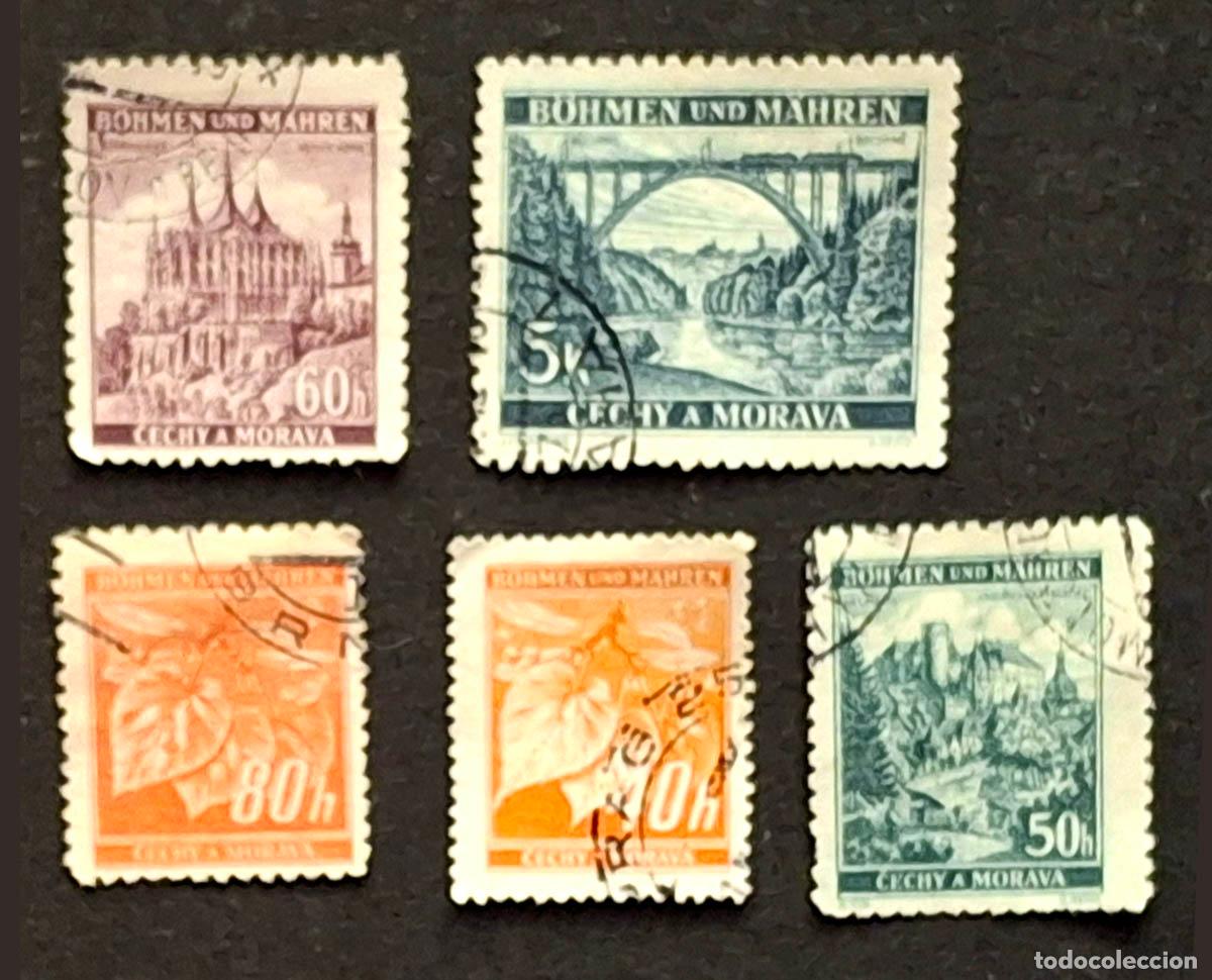 Sellos: 1940, 5 sellos de Bohemia y Moravia