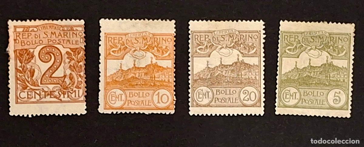 Sellos: 4 sellos de San Marino, hacia 1903