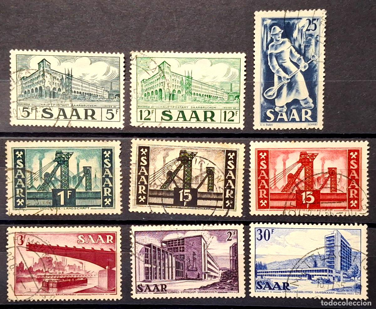 Sellos: 1949, 9 sellos de SAAR