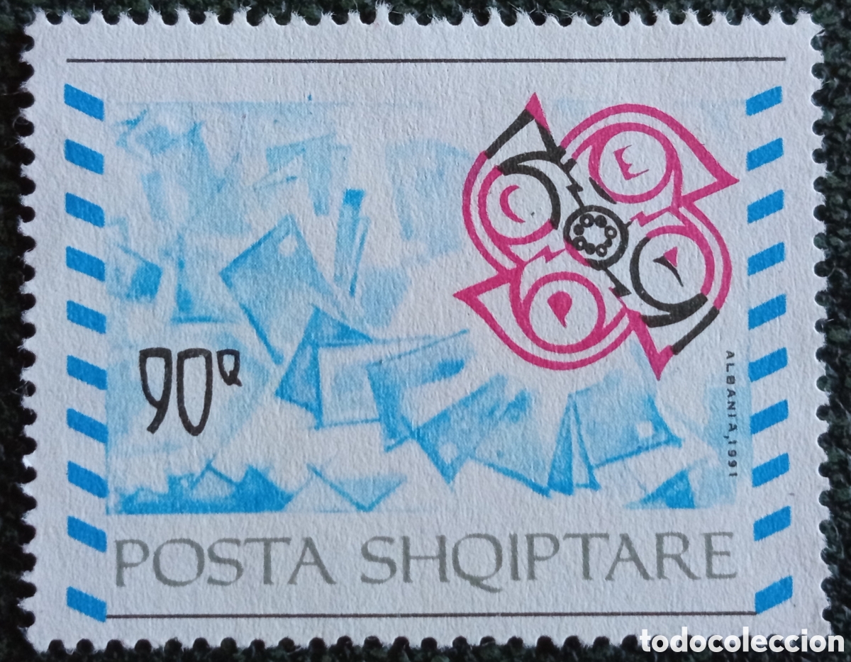 Sellos: Sello Albania 1991 Admisi&oacute;n CEPT 90q MH - Michel 2495