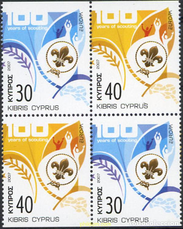 Sellos: 222111 MNH CHIPRE 2007 EUROPA CEPT. 100 A&Ntilde;OS DE ESCULTISMO
