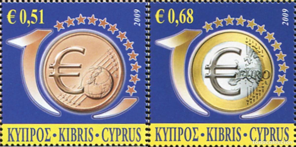 Sellos: 229263 MNH CHIPRE 2009 10 ANIVERSARIO DEL EURO