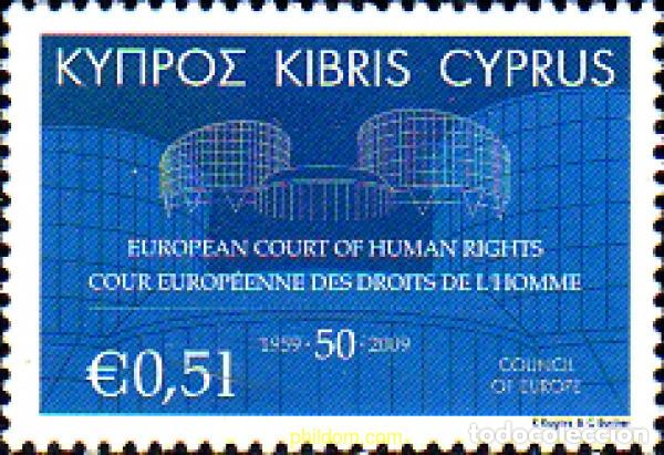 Sellos: 240263 MNH CHIPRE 2009 CINCUENTENARIO DEL CUERPO EUROPEO DE LOS DERECHOS DEL HOMBRE