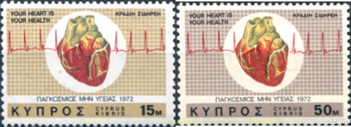 Sellos: 113872 MNH CHIPRE 1972 MES INTERNACIONAL DEL CORAZON
