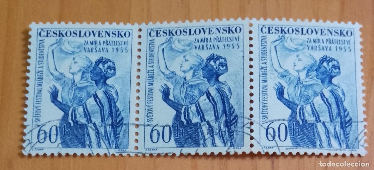 Sellos: CHECOSLOVAQUIA - V)F 60 - POR LA PAZ Y POR LA AMISTAD, VARSOVIA 1955 - VER DESCRIPCI&Oacute;N