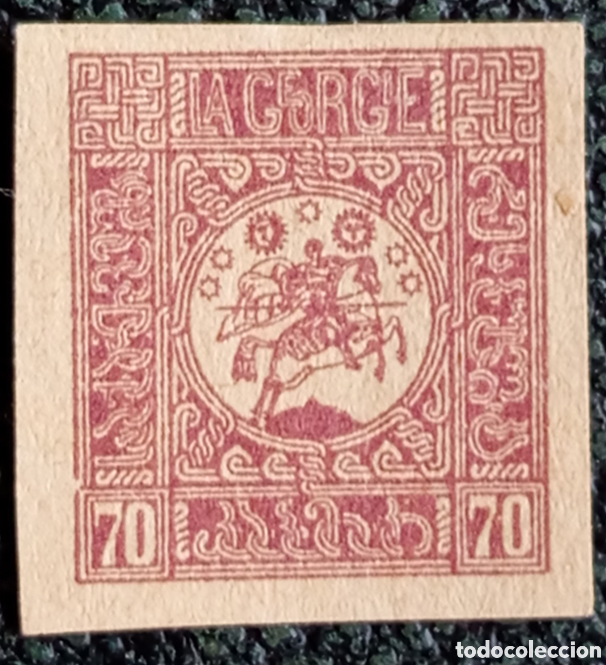 Sellos: Georgia 1919 Sello San Jorge 70k P&uacute;rpura Sin Dentar Cat&aacute;logo Scott 11 MH
