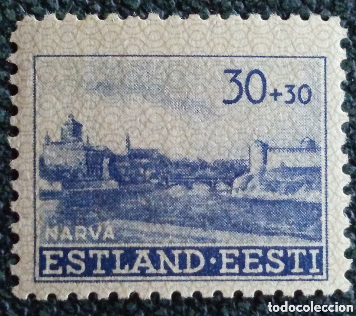 Sellos: Estonia Ocupaci&oacute;n Alemana 1941 Sello Narva 30+30k Recargo Michel 6 MH