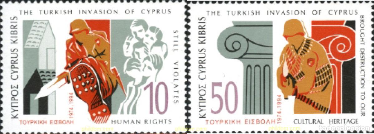Sellos: 114929 MNH CHIPRE 1994 20 ANIVERSARIO DE LA INVASION TURCA Y DE LA OCUPACION DE CHIPRE