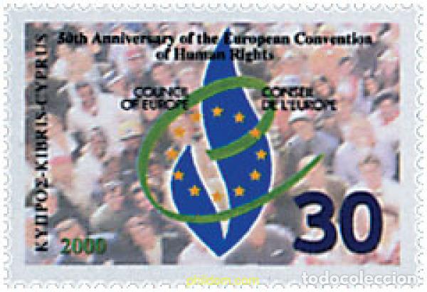 Sellos: 52155 MNH CHIPRE 2000 50 ANIVERSARIO DE LA DECLARACION EUROPEA DE LOS DERECHOS HUMANOS