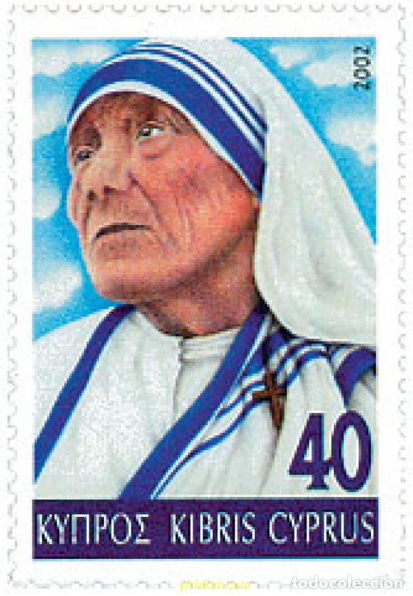 Sellos: 101523 MNH CHIPRE 2002 5 ANIVERSARIO DE LA MUERTE DE LA MADRE TERESA