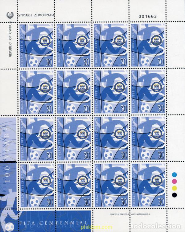 Sellos: 145252 MNH CHIPRE 2004 CENTENARIO DE LA FIFA