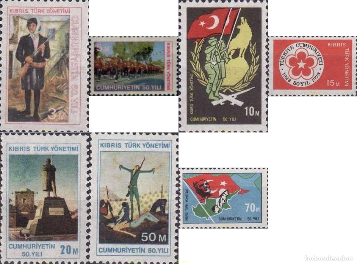 Sellos: 164562 MNH CHIPRE. Administraci&oacute;n turca 1974 50 ANIVERSARIO DE LA REPUBLICA DE TURQUIA