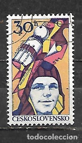 Sellos: 1977: CHECOSLOVAKIA Exposici&oacute;n de cosmos - Gagarin y Vostok I (CTO)