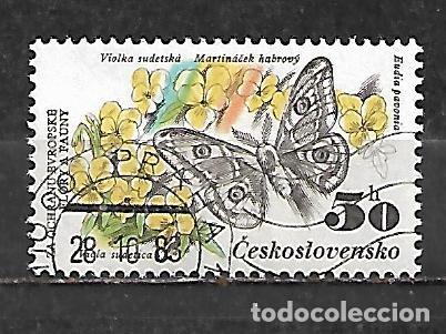Sellos: 1983: CHECOSLOVAKIA Protecci&oacute;n de la naturleza - Pensamiento y mariposa emperador (CTO)