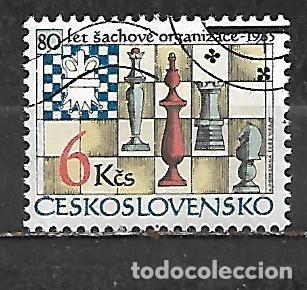 Sellos: 1985: CHECOSLOVAKIA 80 Aniversario de la federaci&oacute;n nacional de ajedrez (CTO)