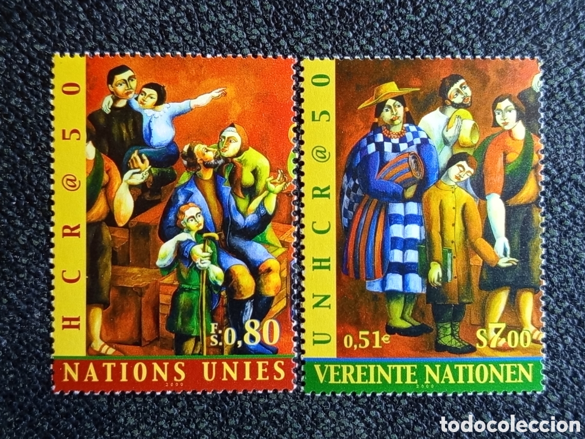 Sellos: Pareja Sellos ONU 2000 50 Aniv UNHCR ACNUR MNH Scott UNG365 / UNV282