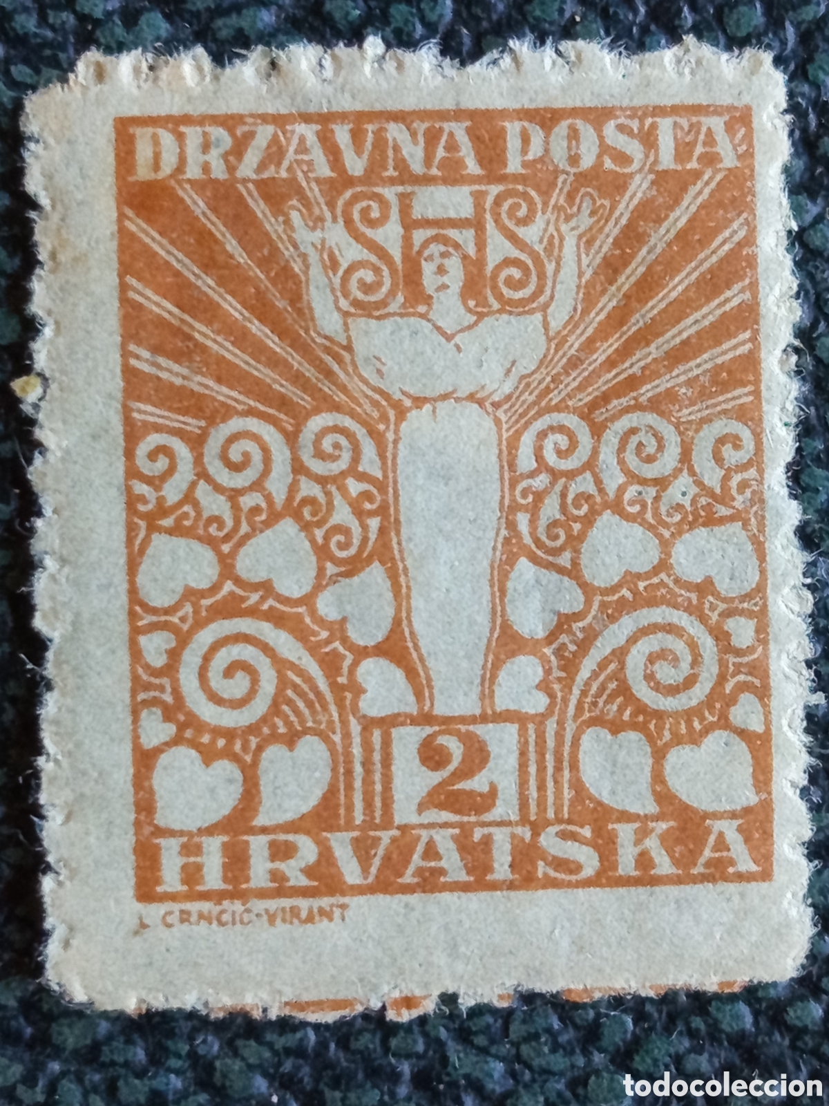 Sellos: Sello Croacia SHS 1919 Alegor&iacute;a de la Libertad 2h Scott 2L32 / Mi 88 MH