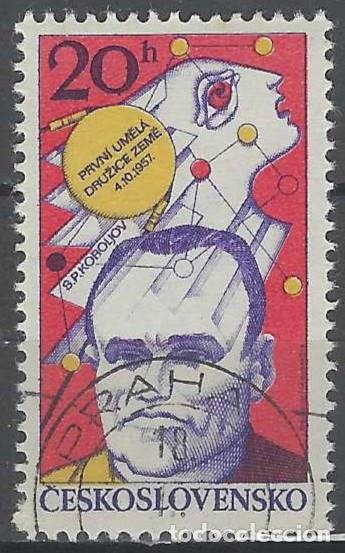 Sellos: CHECOSLOVAQU&Iacute;A 1977 - EXPOSICI&Oacute;N DE COSMOS, KOROLJOV - USADO