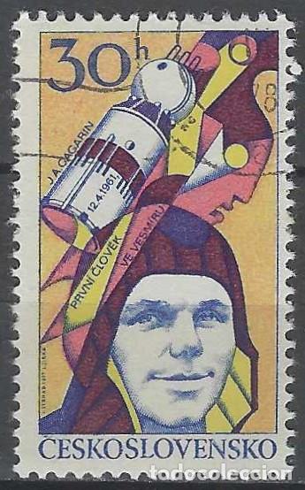 Sellos: CHECOSLOVAQU&Iacute;A 1977 - EXPOSICI&Oacute;N DE COSMOS, GAGARIN - USADO