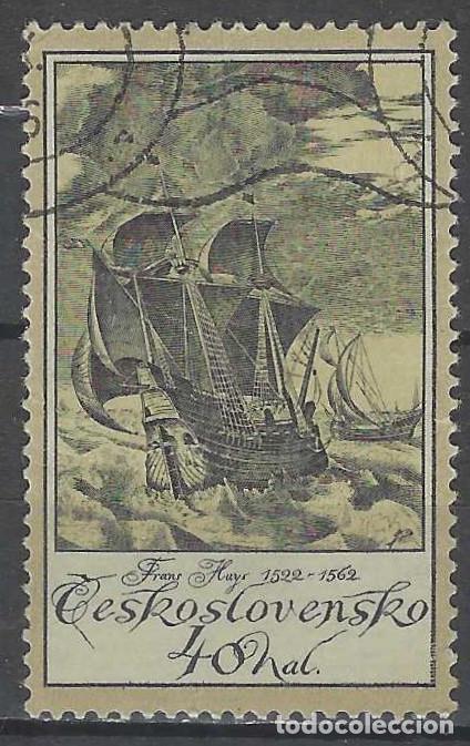 Sellos: CHECOSLOVAQU&Iacute;A 1976 - ARTE, GRABADOS, BARCOS - USADO