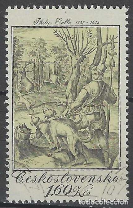 Sellos: CHECOSLOVAQU&Iacute;A 1975 - ARTE, GRABADOS DE CAZA - USADO