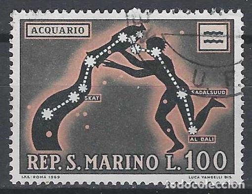Sellos: SAN MARINO 1970 - SIGNOS DEL ZOD&Iacute;ACO, ACUARIO - USADO