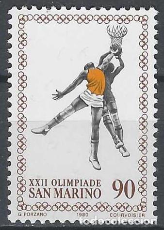 Sellos: SAN MARINO 1980 - JJOO DE MOSC&Uacute;, BALONCESTO - MNH**